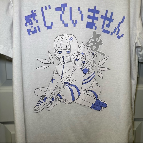 Romwe White Crew Neck Short Sleeve Anime Graphic Tee size M - Picture 6 of 10